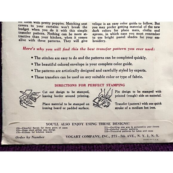 Vogart iron on transfers 215 a flower a day for your kitchen 1950s - Picture 5 of 5